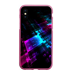 Чехол iPhone XS Max матовый Неоновый киберпанк, цвет: 3D-малиновый