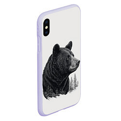 Чехол iPhone XS Max матовый Нарисованный медведь, цвет: 3D-светло-сиреневый — фото 2