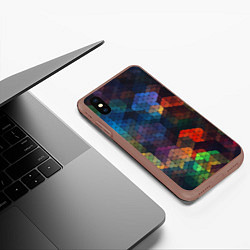 Чехол iPhone XS Max матовый Стеклянная мозаика цветная, цвет: 3D-коричневый — фото 2
