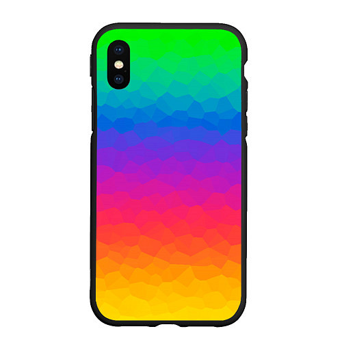 Чехол iPhone XS Max матовый Радужный цвет полигонов / 3D-Черный – фото 1