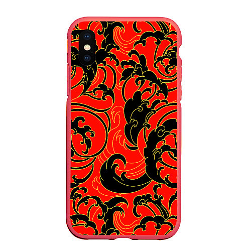 Чехол iPhone XS Max матовый Plant tattoo - irezumi / 3D-Красный – фото 1