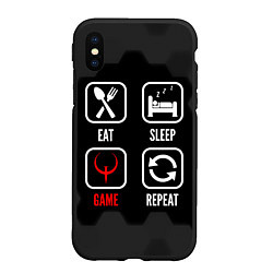 Чехол iPhone XS Max матовый Eat, sleep, Quake, repeat, цвет: 3D-черный