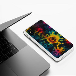 Чехол iPhone XS Max матовый Тай дай на темном фоне: арт нейросети, цвет: 3D-белый — фото 2