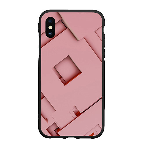 Чехол iPhone XS Max матовый Розовые абстрактные перемешанные фигуры / 3D-Черный – фото 1