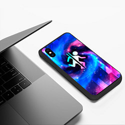 Чехол iPhone XS Max матовый Portal неоновый космос, цвет: 3D-черный — фото 2