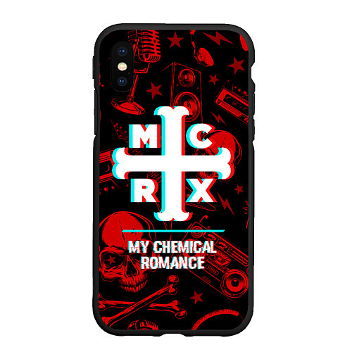 Чехол iPhone XS Max матовый My Chemical Romance rock glitch / 3D-Черный – фото 1