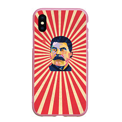 Чехол iPhone XS Max матовый Сталин полигональный, цвет: 3D-розовый