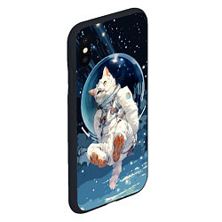Чехол iPhone XS Max матовый Белый кот космонавт в невесомости, цвет: 3D-черный — фото 2