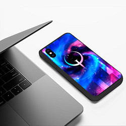 Чехол iPhone XS Max матовый Quake неоновый космос, цвет: 3D-черный — фото 2