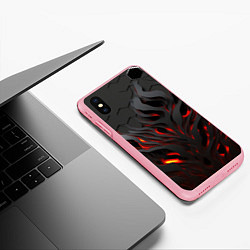 Чехол iPhone XS Max матовый Объемное черное пламя, цвет: 3D-баблгам — фото 2