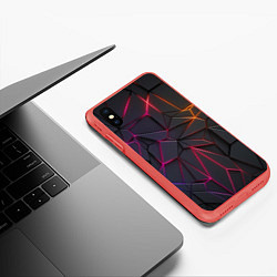 Чехол iPhone XS Max матовый Rgb линии, цвет: 3D-красный — фото 2