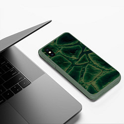 Чехол iPhone XS Max матовый Малахитовые камни, цвет: 3D-темно-зеленый — фото 2
