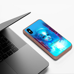 Чехол iPhone XS Max матовый Петербург, Васильевский остров и Нева - нейросеть, цвет: 3D-коричневый — фото 2