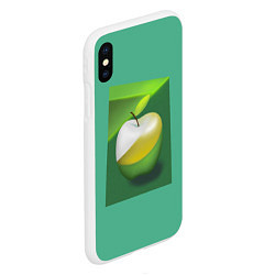Чехол iPhone XS Max матовый Зеленое яблоко на мятном фоне, цвет: 3D-белый — фото 2