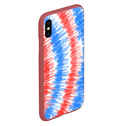 Чехол iPhone XS Max матовый Тай-дай красный с голубым, цвет: 3D-красный — фото 2