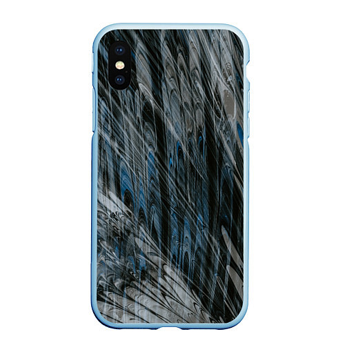 Чехол iPhone XS Max матовый Тёмные листы стёкол / 3D-Голубой – фото 1
