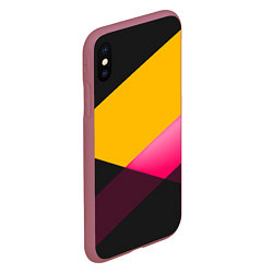 Чехол iPhone XS Max матовый Желто-розовый дизайн на черном фоне, цвет: 3D-малиновый — фото 2