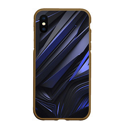 Чехол iPhone XS Max матовый Объемные черные и синие плиты, цвет: 3D-коричневый