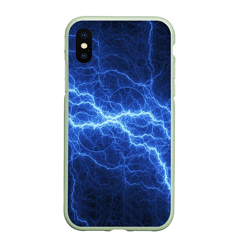 Чехол iPhone XS Max матовый Разряд электричества / 3D-Салатовый – фото 1