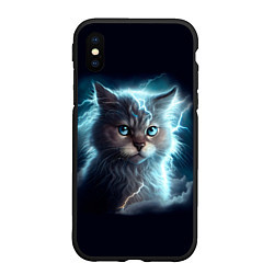 Чехол iPhone XS Max матовый Котик с молниями