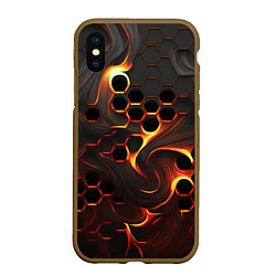 Чехол iPhone XS Max матовый Огненная сетка, цвет: 3D-коричневый