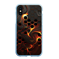 Чехол iPhone XS Max матовый Огненная сетка, цвет: 3D-голубой