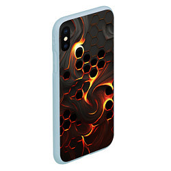 Чехол iPhone XS Max матовый Огненная сетка, цвет: 3D-голубой — фото 2