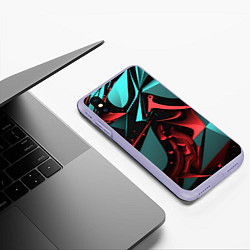 Чехол iPhone XS Max матовый Красные и бирюзовые объекты, цвет: 3D-светло-сиреневый — фото 2