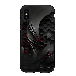 Чехол iPhone XS Max матовый Черные абстрактные плиты, цвет: 3D-черный