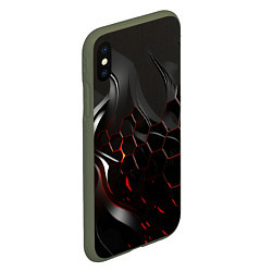 Чехол iPhone XS Max матовый Черно-красные плиты, цвет: 3D-темно-зеленый — фото 2