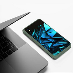 Чехол iPhone XS Max матовый Объемные абстрактные элементы, цвет: 3D-темно-зеленый — фото 2