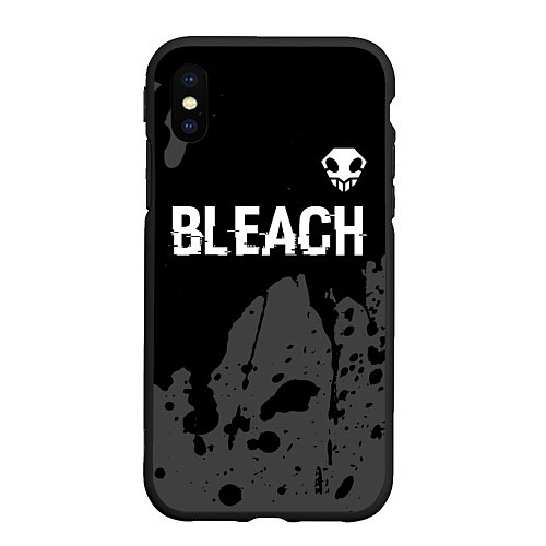 Чехол iPhone XS Max матовый Bleach glitch на темном фоне: символ сверху / 3D-Черный – фото 1