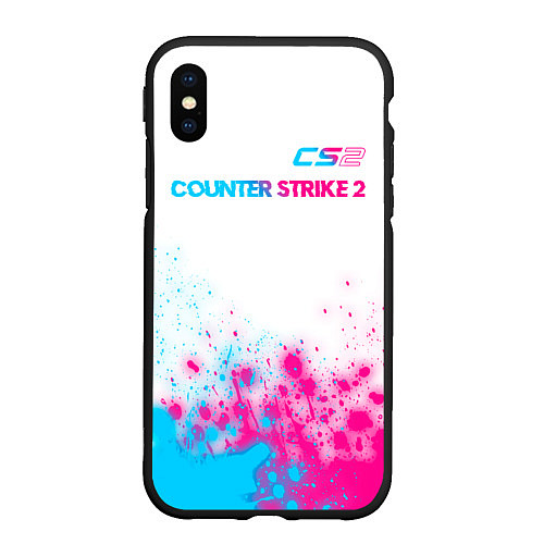 Чехол iPhone XS Max матовый Counter Strike 2 neon gradient style: символ сверх / 3D-Черный – фото 1