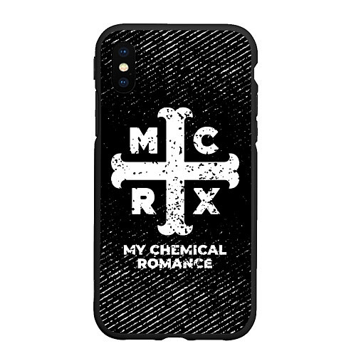 Чехол iPhone XS Max матовый My Chemical Romance с потертостями на темном фоне / 3D-Черный – фото 1