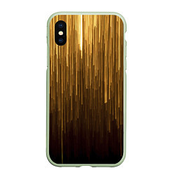 Чехол iPhone XS Max матовый Золотистые полосы свисают, цвет: 3D-салатовый