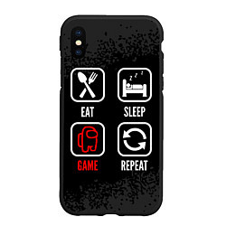 Чехол iPhone XS Max матовый Eat, sleep, Among Us, repeat, цвет: 3D-черный