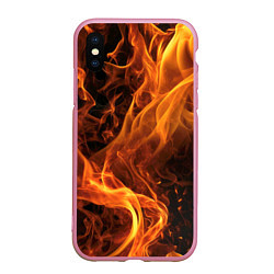 Чехол iPhone XS Max матовый Пламя удачи, цвет: 3D-розовый