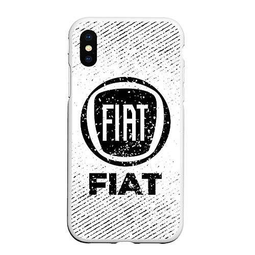 Чехол iPhone XS Max матовый Fiat с потертостями на светлом фоне / 3D-Белый – фото 1