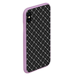 Чехол iPhone XS Max матовый Черно-белый узор в косую клетку, цвет: 3D-сиреневый — фото 2