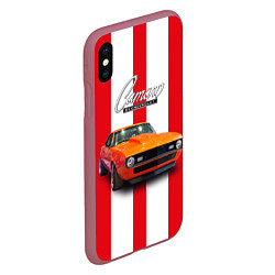 Чехол iPhone XS Max матовый Ретро маслкар Chevrolet Camaro SS 1968 года, цвет: 3D-малиновый — фото 2