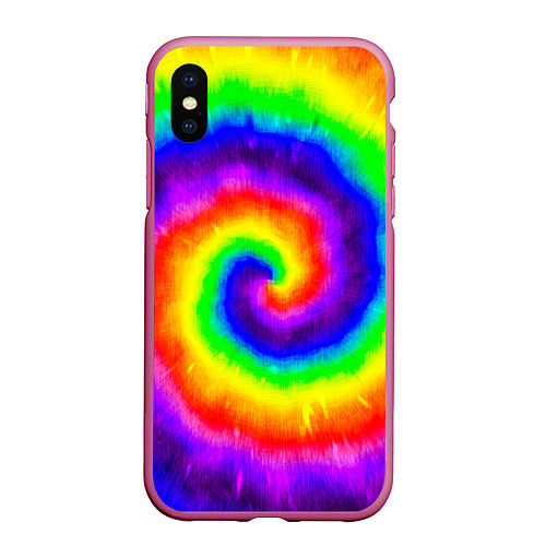 Чехол iPhone XS Max матовый Тай-дай / 3D-Малиновый – фото 1