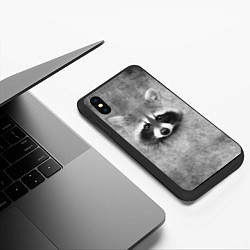 Чехол iPhone XS Max матовый Енот - grunge style texture, цвет: 3D-черный — фото 2
