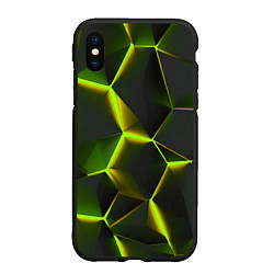 Чехол iPhone XS Max матовый Разлом неоновых плит, цвет: 3D-черный