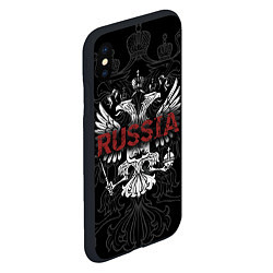 Чехол iPhone XS Max матовый Герб России с надписью Russia, цвет: 3D-черный — фото 2