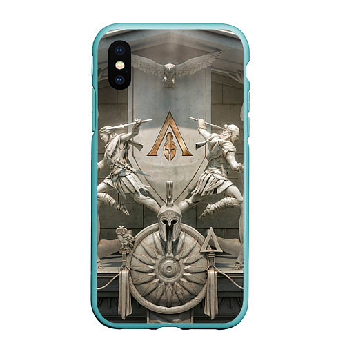 Чехол iPhone XS Max матовый Знаки братства ассасинов / 3D-Мятный – фото 1