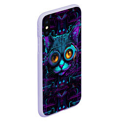 Чехол iPhone XS Max матовый Cat - cyberpunk style, цвет: 3D-светло-сиреневый — фото 2