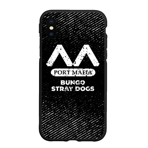 Чехол iPhone XS Max матовый Bungo Stray Dogs с потертостями на темном фоне / 3D-Черный – фото 1