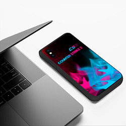 Чехол iPhone XS Max матовый Counter Strike 2 - neon gradient: символ сверху, цвет: 3D-черный — фото 2