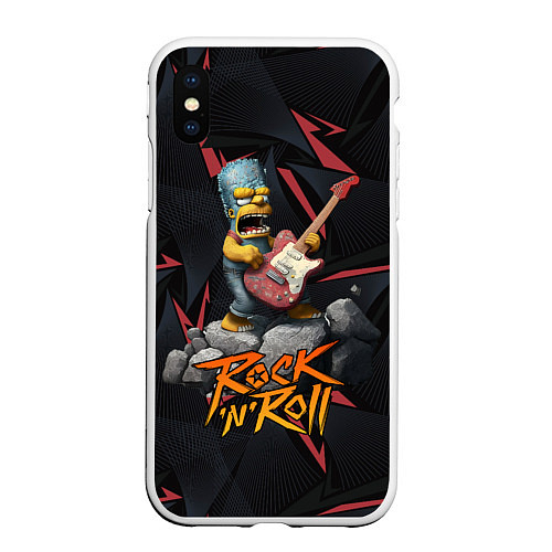 Чехол iPhone XS Max матовый Rocknroll simpsons / 3D-Белый – фото 1