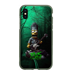 Чехол iPhone XS Max матовый Simpsons hard rock, цвет: 3D-темно-зеленый